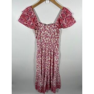 Romantic Feminine Wedding Guest Church Modest Women Maxi Dress S Pink Puff Sleev